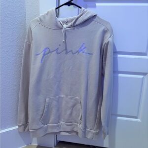 Victoria's Secret Cream Hoodie with Purple Logo